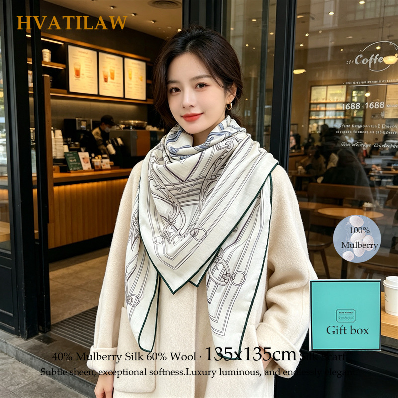 Shawl Wrap Winter - %40 ipek %60 yün eşarp 135x135cm