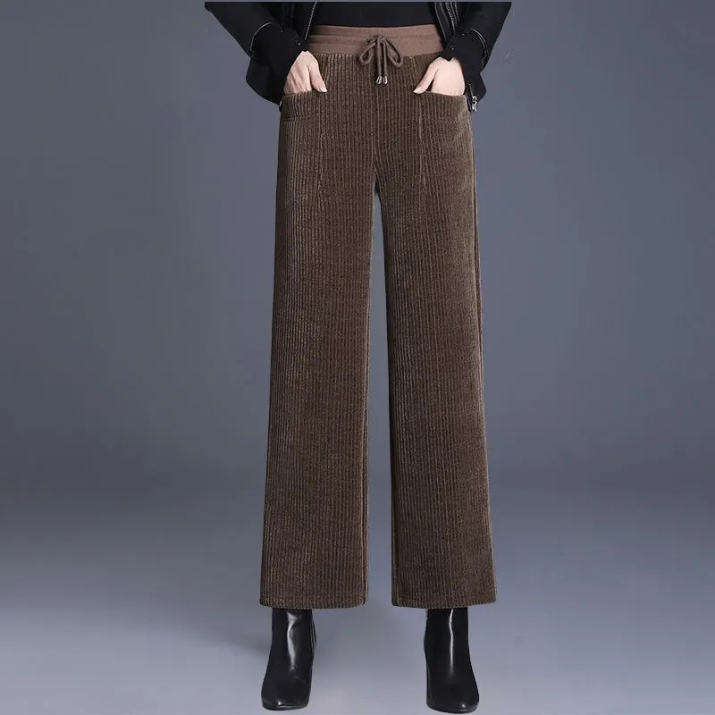 Corduroy Pant Warm - Sonbahar kış kadife geniş bacak pantolon