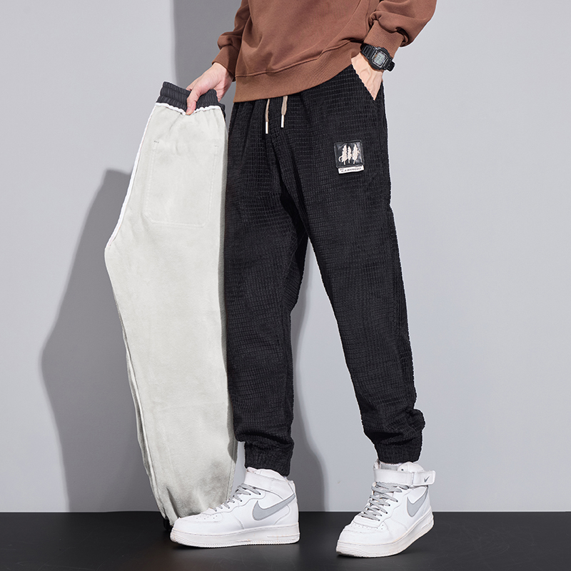 Corduroy Pant Warm - Kış erkek polar koşu pantolonları sıcak