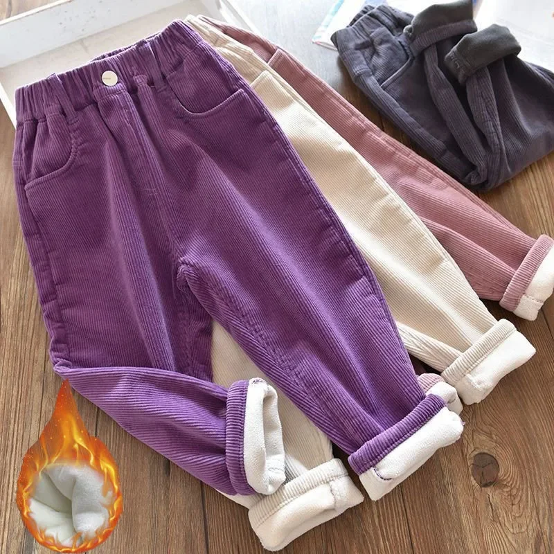 Corduroy Pant Warm - Kızlar Kadife Pantolon Kış Sıcak Polar