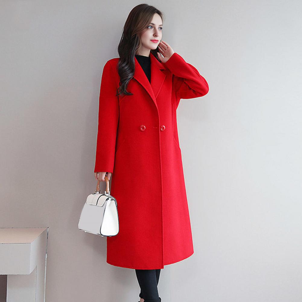 Kadın Yün Ceket Tek Renk Uzun  - Wool Coat Peacoat incelemesi ve fiyatı