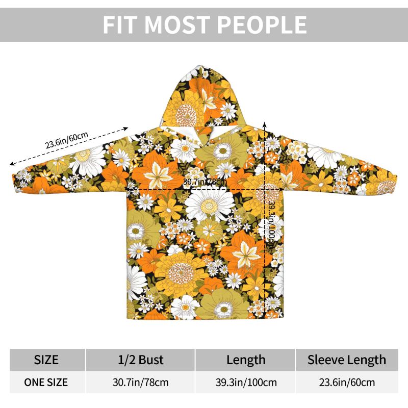Hippi Çiçek Desenli Retro Batt - Sherpa Hoodie Fleece incelemesi ve fiyatı