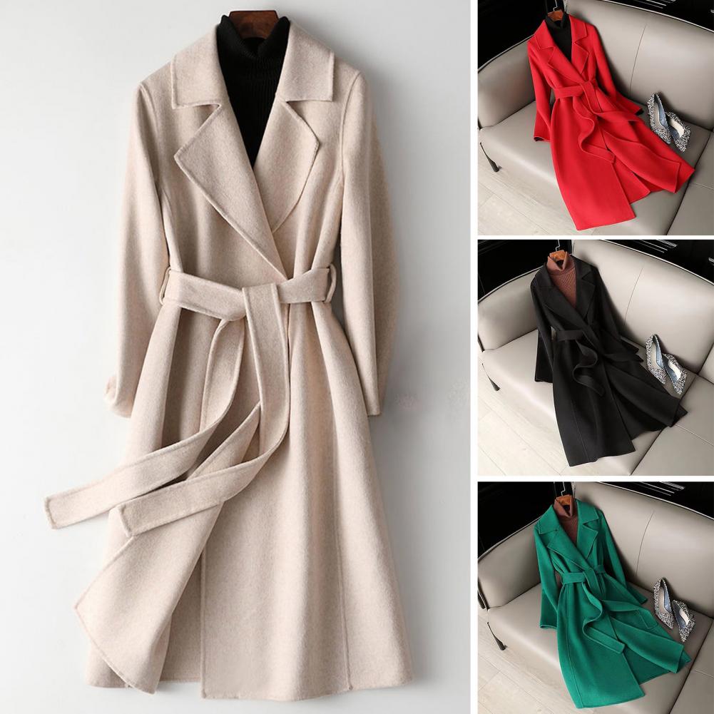Kadın Yün Palto, Kemerli Uzun  - Wool Coat Peacoat incelemesi ve fiyatı