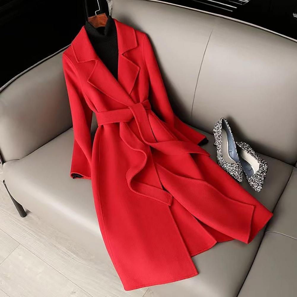 Kadın Yün Palto, Kemerli Uzun  - Wool Coat Peacoat incelemesi ve fiyatı