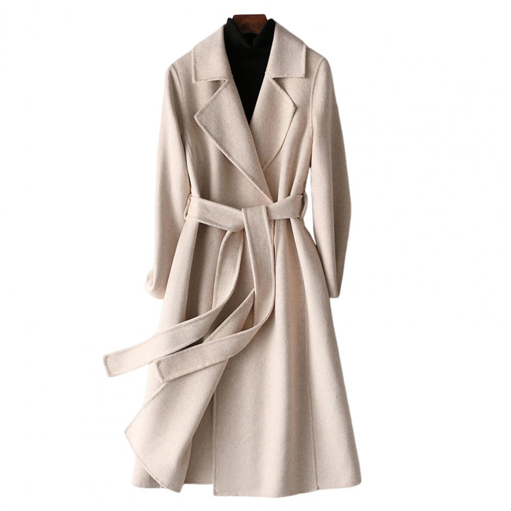 Kadın Yün Palto, Kemerli Uzun  - Wool Coat Peacoat incelemesi ve fiyatı