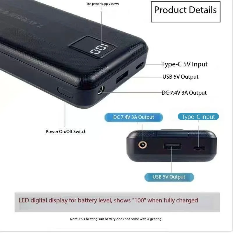 Yeni Büyük Kapasiteli 7.4V/3A/ - Heated Vest Battery incelemesi ve fiyatı