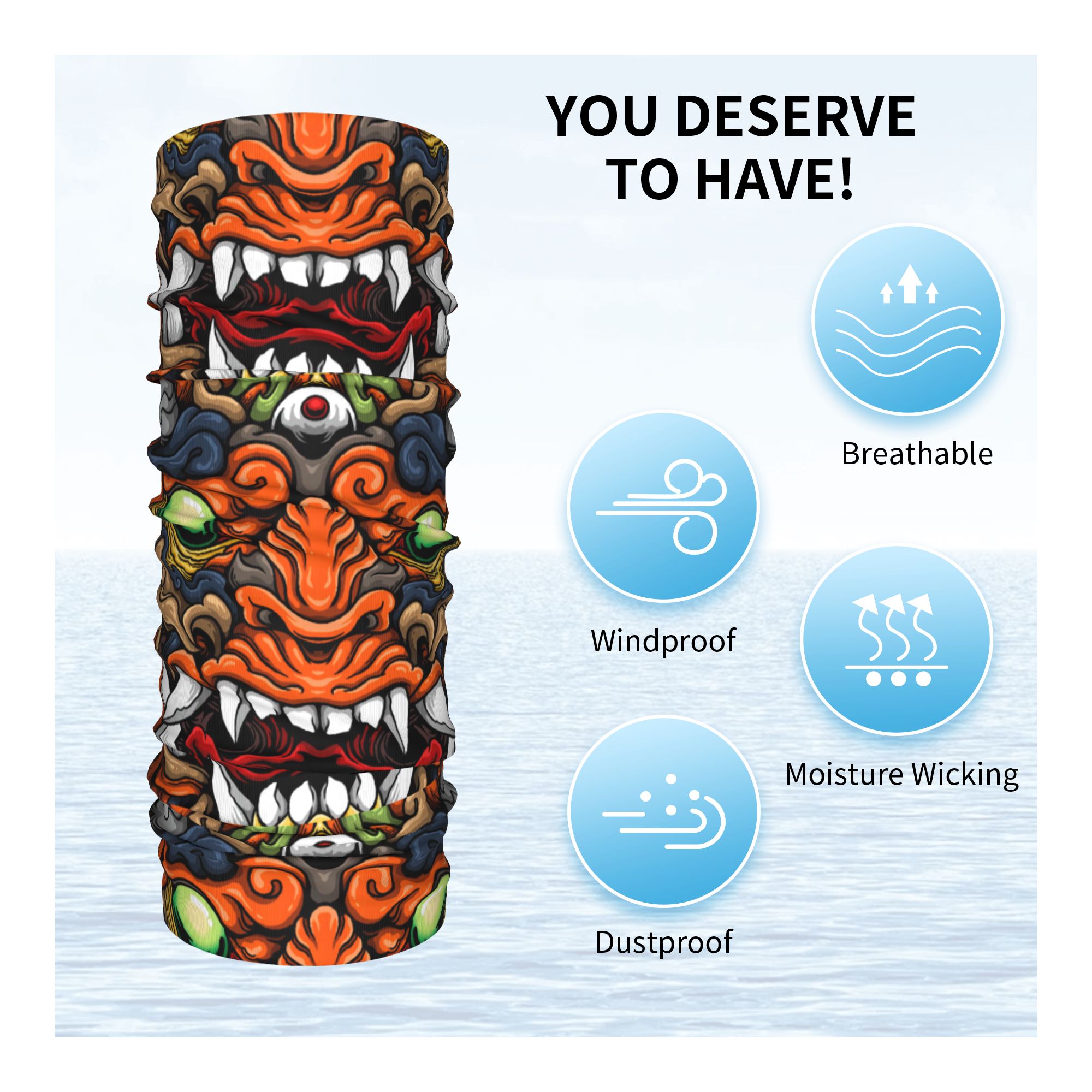 Custom Samurai Demon Oni Winte - Neck Gaiter Fleece incelemesi ve fiyatı