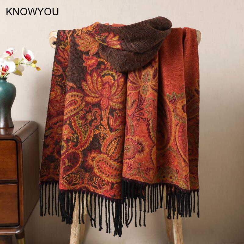 Çift Taraflı Jakarlı Sıcak Kaş - Cashmere Pashmina Wrap incelemesi ve fiyatı